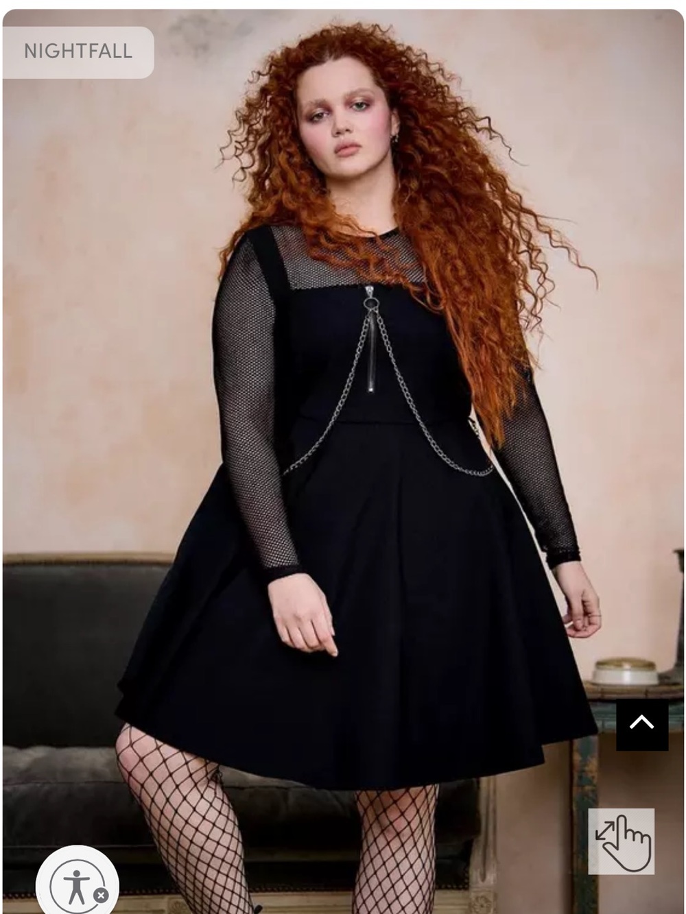 NWT 0X torrid Nightfall Black Mini Dress with Silver Chain Detail
